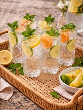 Set Of 6 Libbey Impulse Clear Swirl Beverage Glasses